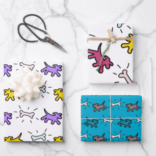 Feuille De Papier Cadeau Chien Bone Graffiti Style 3 motif WPS3