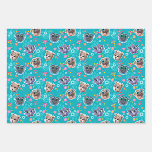 Feuille De Papier Cadeau Chien Chien Pal Modèle floral