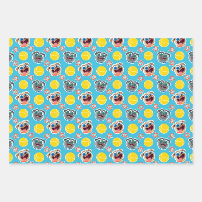 Feuille De Papier Cadeau Chien Chien Pal | Motif de balle (Devant)