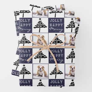 Feuille De Papier Cadeau Chien mignon Chiot Animal de compagnie Photo Bleu 