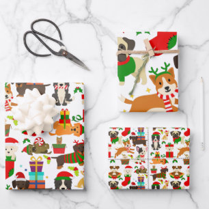 Feuille De Papier Cadeau Chien mignon de Noël