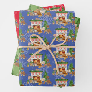 Feuille De Papier Cadeau Chien Noël, Havanais, Golden Retriever, Mélange de