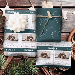 Feuille De Papier Cadeau Chien Photo Animaux de famille minimaliste Joyeux 