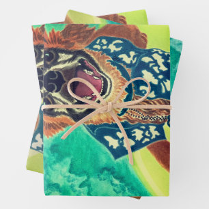 Feuille De Papier Cadeau Chien surf