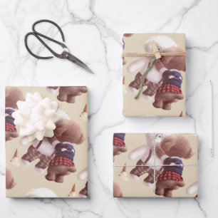 Feuille De Papier Cadeau Chiens mignons Accrochage