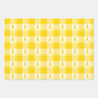 Feuille De Papier Cadeau Childhood Cancer Awareness Plaid Gold Ribbon