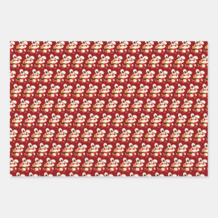 Feuille De Papier Cadeau Chinois Dragon Rouge Or Or Zodiac asiatique