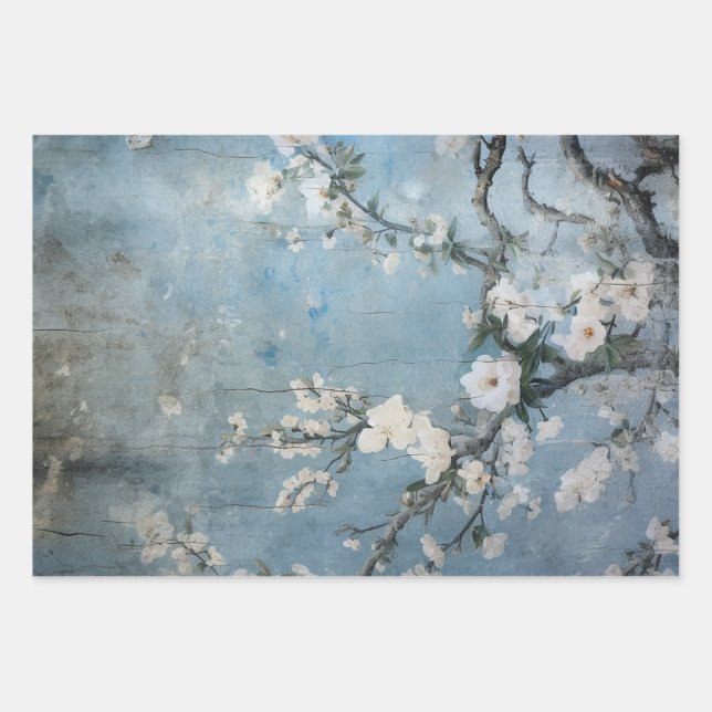 Feuille De Papier Cadeau Chinoiserie Arrière - plans Sea Blue Greens (Devant)