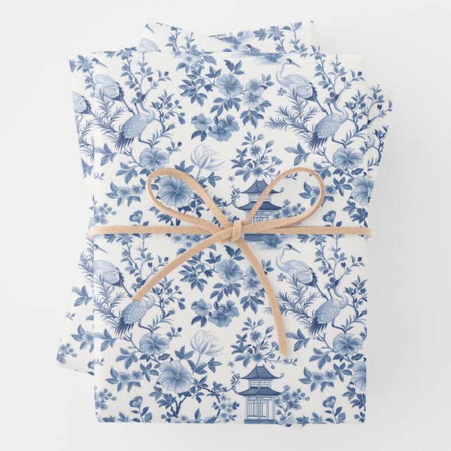 Feuille De Papier Cadeau Chinoiserie Floral (En situation)