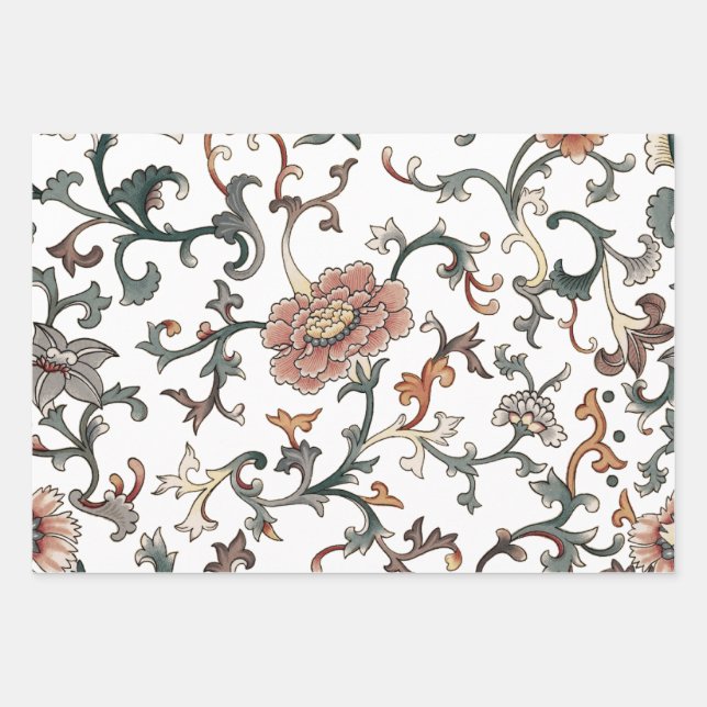 Feuille De Papier Cadeau Chinoiserie floral cousans motif (Devant)