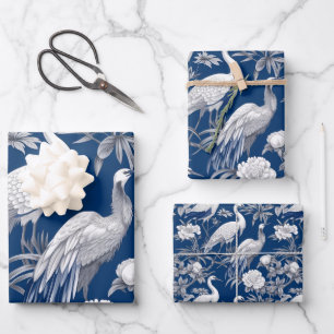 Feuille De Papier Cadeau Chinoserie bleu et blanc Série Design 7