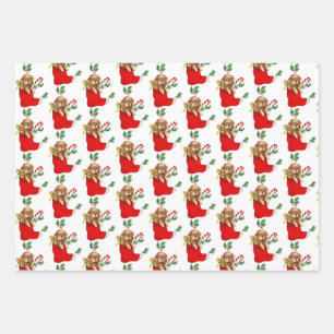 Feuille De Papier Cadeau Chiot de Noël