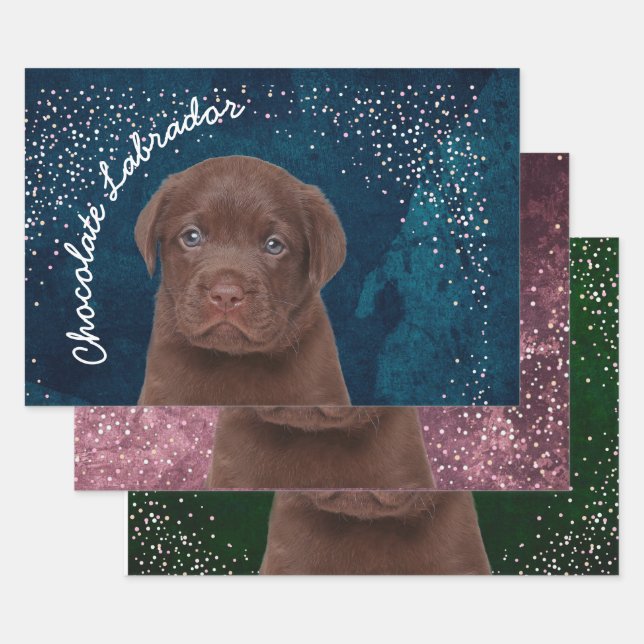 Feuille De Papier Cadeau Chocolat Labrador (Lot)