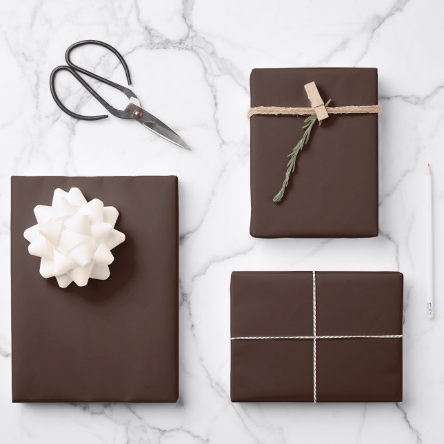 Feuille De Papier Cadeau chocolat minimaliste mocha cacao brun uni (Recto)
