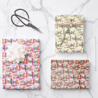 Feuille De Papier Cadeau Choisissez Heureux, Mais Priez, Be Genre 3 Ensembl