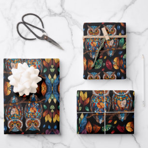 Feuille De Papier Cadeau Chouette