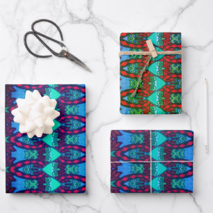 Feuille De Papier Cadeau Chouette tribale et chat