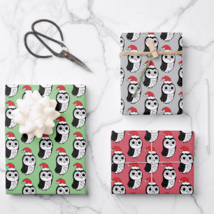 Feuille De Papier Cadeau Chouettes de Noël lunaires