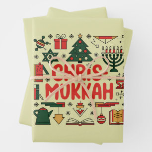 Feuille De Papier Cadeau Chrismukkah Hanoukka Noël Juif Religieux