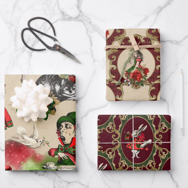 Feuille De Papier Cadeau Christmas Alice In Wonderland (Recto)