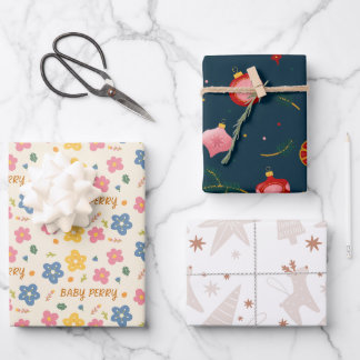Feuille De Papier Cadeau Christmas And Baby Shower Wrapping Paper 