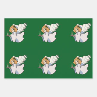 Feuille De Papier Cadeau Christmas Angel Wrapping Paper Flat Sheet Set of 3