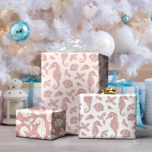 Feuille De Papier Cadeau Christmas Beach Rose Gold Parties scintillant Seah