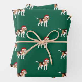 Feuille De Papier Cadeau Christmas Beagle Wrapping Paper Sheet Set of 3