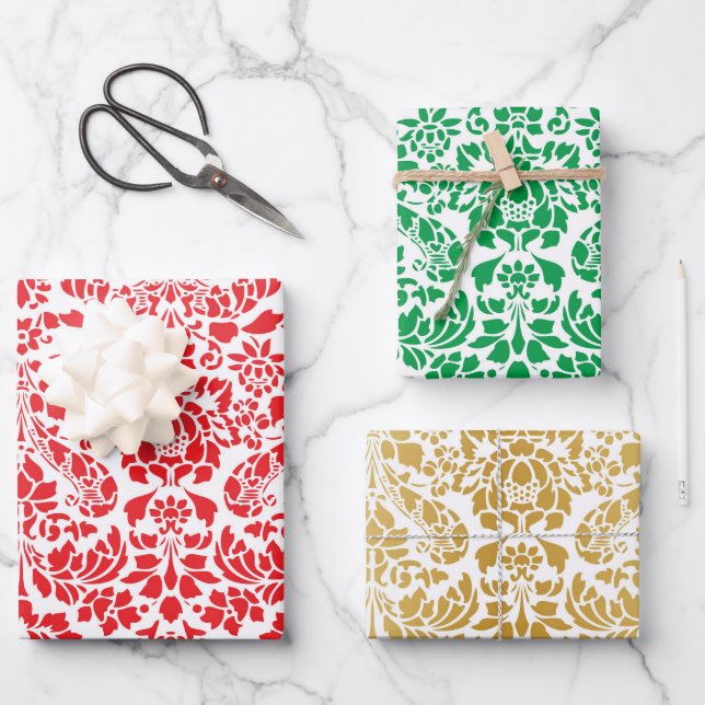 Feuille De Papier Cadeau Christmas Brocade Trio (Recto)