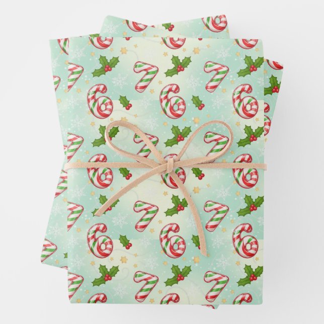 Feuille De Papier Cadeau Christmas Candy Cane 6-7 Meme Holiday (En situation)