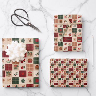 Feuille De Papier Cadeau Christmas Cottagecore Plaid Gifts and Botanicals