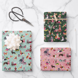 FEUILLE DE PAPIER CADEAU CHRISTMAS DOG CUTENESS