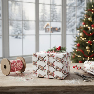 Feuille De Papier Cadeau Christmas Donkey