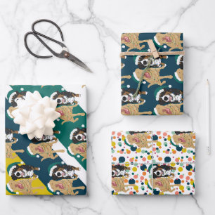 Feuille De Papier Cadeau Christmas Dudley Labrador et Bernese Mountain Dog