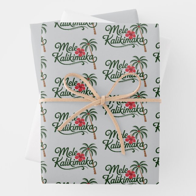 Feuille De Papier Cadeau Christmas Family Mele Kalikimaka Hawaii Beach  (En situation)