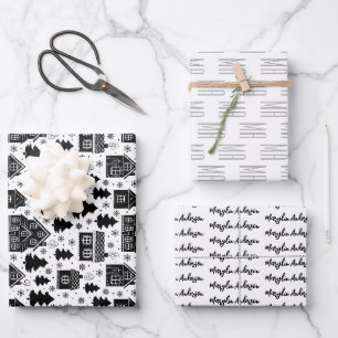 FEUILLE DE PAPIER CADEAU CHRISTMAS GINGER PAIN MAISON MONOGRAM PERSONNALISÉ
