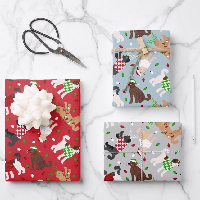 Feuille De Papier Cadeau Christmas Goldendoodle Labradoodle (Recto)