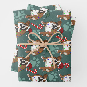Feuille De Papier Cadeau Christmas Holiday English Bulldog