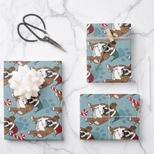 Feuille De Papier Cadeau Christmas Holiday English Bulldog