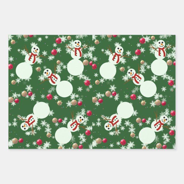 Feuille De Papier Cadeau Christmas Snowmen (Devant)