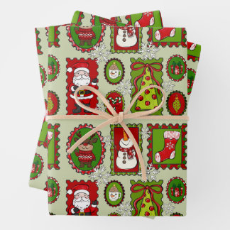 Feuille De Papier Cadeau Christmas Stamps Gift Wrap
