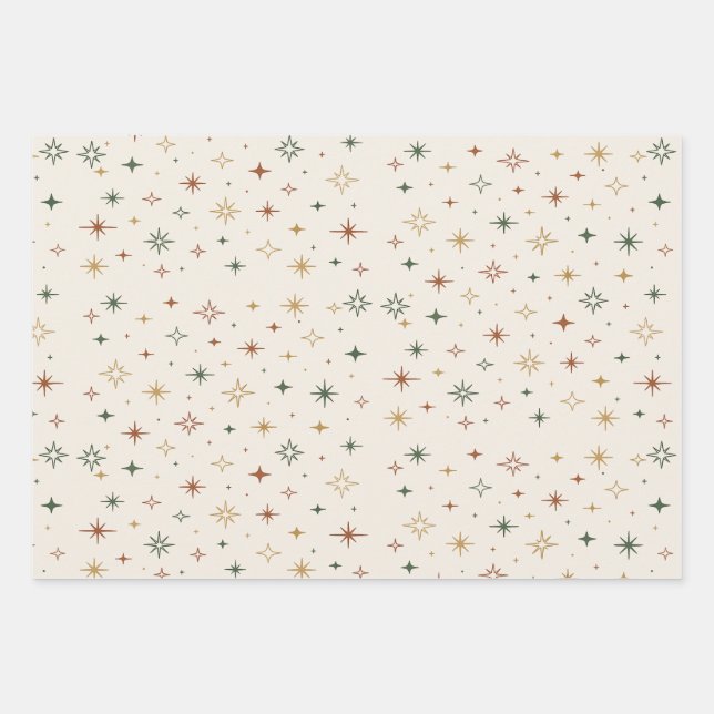 Feuille De Papier Cadeau Christmas Stars & Sparkles Pattern			 (Devant)
