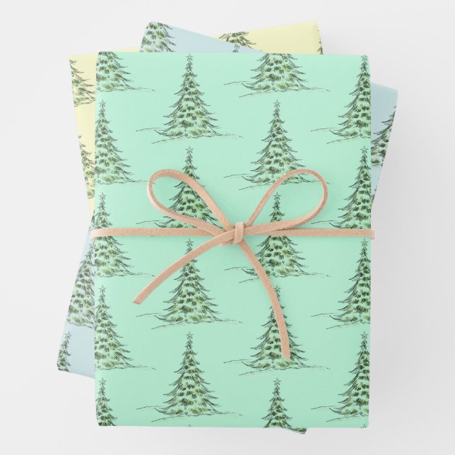 Feuille De Papier Cadeau Christmas Wrapping Paper Flat Sheet Set of 3 (En situation)