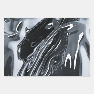 Feuille De Papier Cadeau Chrome métallique futuriste
