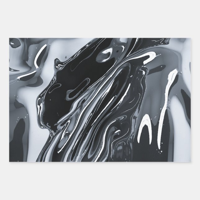 Feuille De Papier Cadeau Chrome métallique futuriste (Devant)