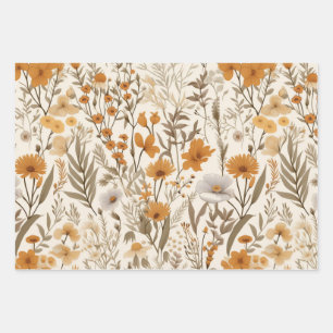 Feuille De Papier Cadeau Chute vintage de fleurs