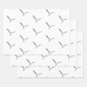 Feuille De Papier Cadeau cigognes blanches volant
