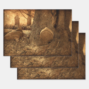 Feuille De Papier Cadeau Cimetière Pierre gothique Texture occidentale