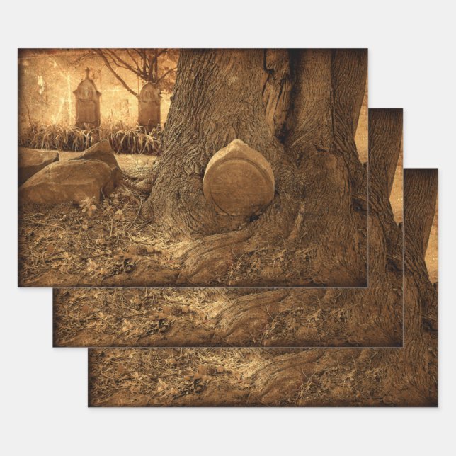 Feuille De Papier Cadeau Cimetière Pierre gothique Texture occidentale (Lot)