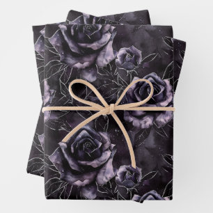 Feuille De Papier Cadeau Cimetière violet Rose gothique occulte